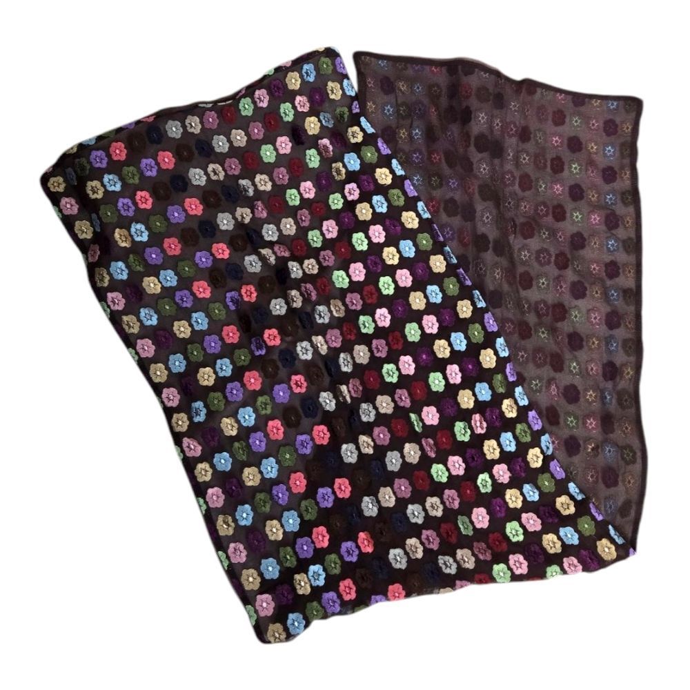 VINTAGE Saks Fifth Avenue Calver & Wilson brown multicolor floral print scarf